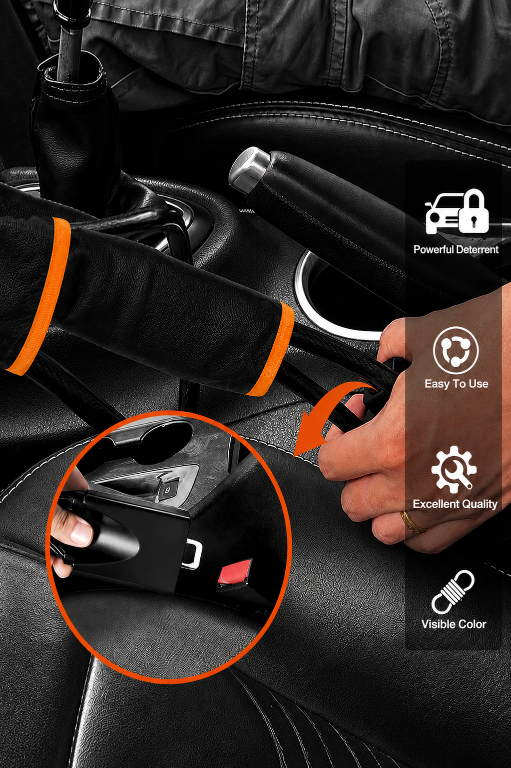 Car Steering Lock with Seat Belt